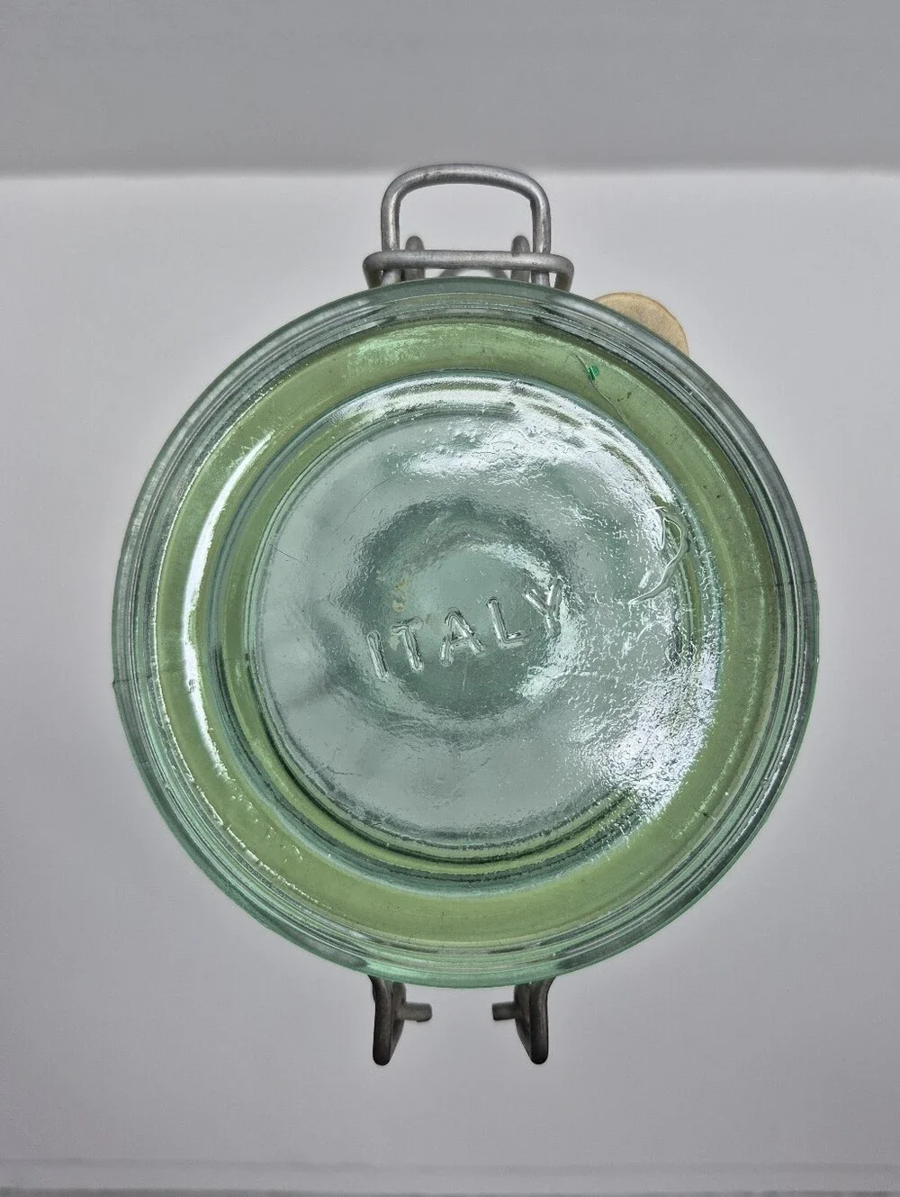 Vintage Vetreria Ettrusca Paneled Green Glass Jar Spaghetti Jar Italy 13in Tall